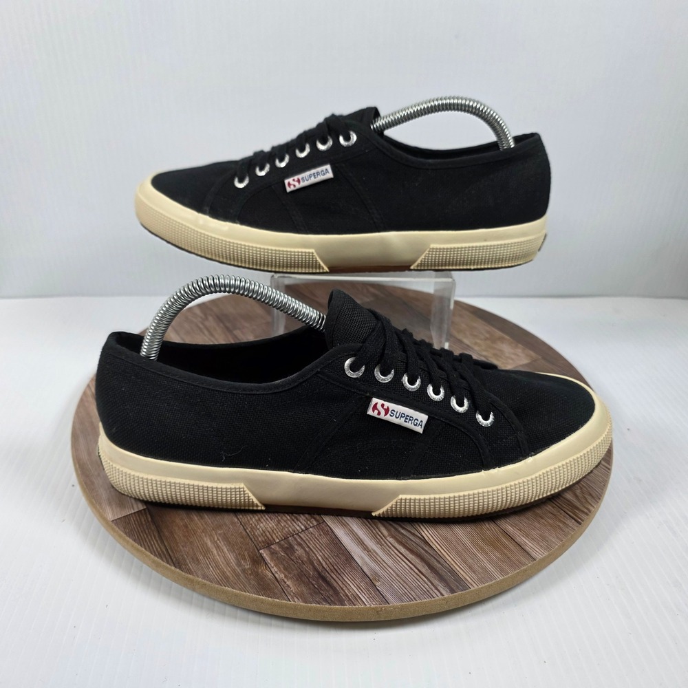 Superga 2750 Cotu Classic Sneakers M9.5/W11.5 Black Canvas Low Top Lace Up Shoes